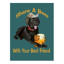 Black Lab  Shares A Beer Postcard