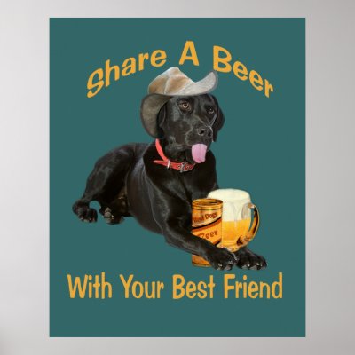 Black Lab  Shares A Beer Print by friskybiz