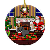 Black Labrador and Santa Christmas Cartoon Ornaments