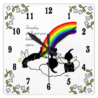 Black Labrador Angels Rainbow Bridge Wall Clock
