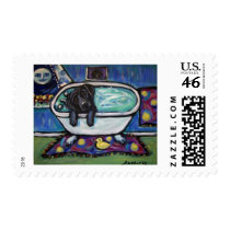 Black Labrador bath Postage Stamps