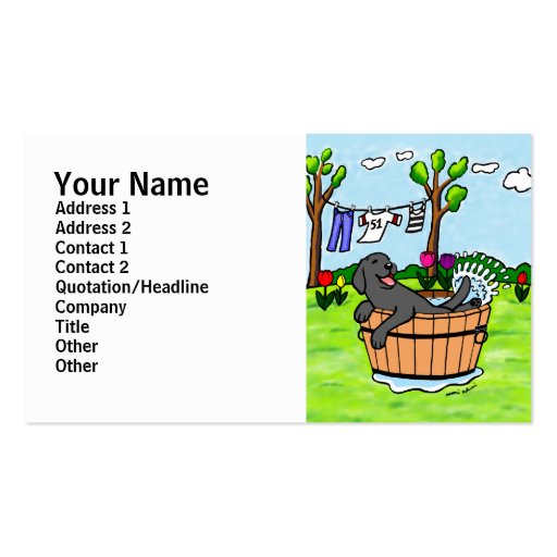 Black Labrador Bathing Cartoon Business Card Templates (front side)