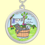 Black Labrador Bathing Cartoon necklaces