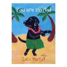 Black Labrador Birthday Party Invitations