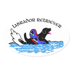 Black Labrador Cartoon Oval sticker