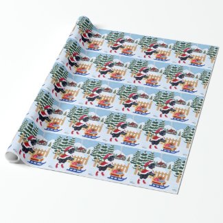 Black Labrador Christmas Santa Gift Wrap Paper