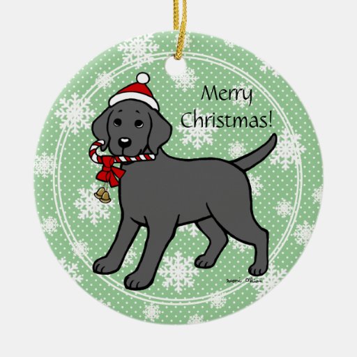 Black Labrador Christmas Santa Hat Christmas Tree Ornaments