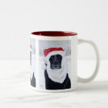 Black Labrador Christmas Santa Hat Painting mugs