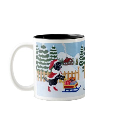 Black Labrador Christmas Santa Painting Mugs by HappyLabradors