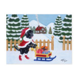 Black Labrador Christmas Santa Postcard