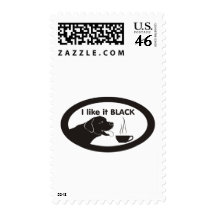 Black Labrador Coffee Theme Stamp