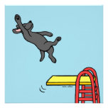 Black Labrador Diving Party Invitations