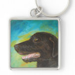 Black Labrador Dog Pet Portrait Keychain