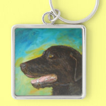Black Labrador Dog Pet Portrait Keychain keychains