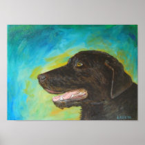 Black Labrador Dog Pet Portrait Painting Poster