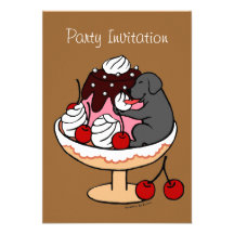 Black Labrador & Ice Cream Sundae Custom Invitation