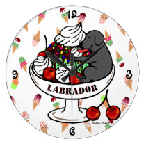 Black Labrador & Ice Cream Sundae Wallclock