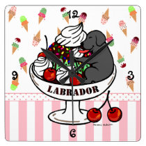 Black Labrador & Ice Cream Sundae Wallclocks