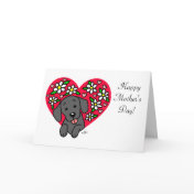Black Labrador Mom Floral Heart