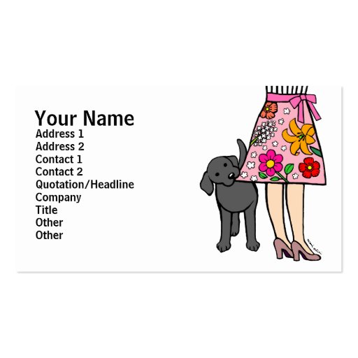 Black Labrador & Mom's Skirt Cartoon Business Cards