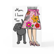 Black Labrador & Mom's Skirt Cartoon