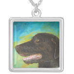 Black Labrador Pet Portrait Painting Necklace necklaces