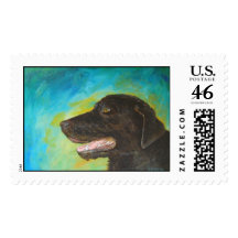 Black Labrador Portrait Stamp