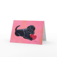 Black Labrador Puppy and Heart card