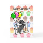 Black Labrador Puppy Cartoon Birthday Card