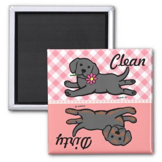 Black Labrador Puppy Clean / Dirty Magnet