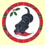 Black Labrador Puppy & Santa Hat Christmas stickers