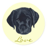 Black Labrador Puppy Round Sticker