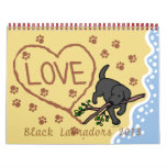 Black Labrador Retriever Cartoon Calendar 2013