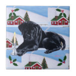 Black Labrador Retriever Christmas Snow Tile