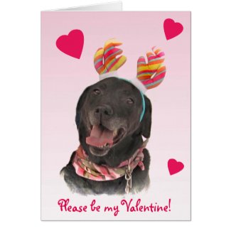 Black Labrador Retriever Dog Valentine Card