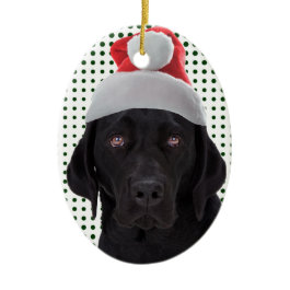 Black Labrador Retriever Santa Christmas Tree Ornaments