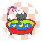 Black Labrador & Rubber Ducks Cartoon