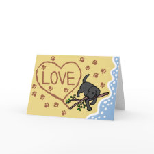 Black Labrador Sand Letters Cartoon card