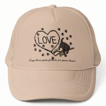 Black Labrador Sand Letters Cartoon Mesh Hats