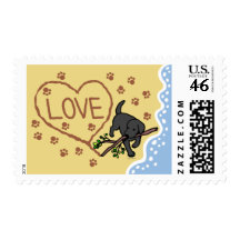 Black Labrador Sand Letters Cartoon Postage