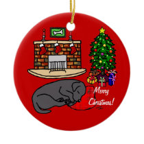 Black Labrador Sleeping Christmas Cartoon Christmas Tree Ornaments