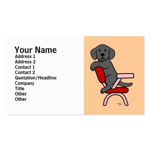 Black Labrador Student 3 Cartoon Business Card Templates (front side)