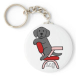 Black Labrador Student 3 Cartoon Keychain