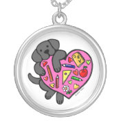 Black Labrador & Teacher's Heart necklace