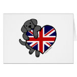 Black Labrador & UK Flag Heart 2 Cartoon Greeting Cards