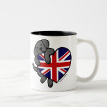 Black Labrador & UK Flag Heart 2 Cartoon Coffee Mug