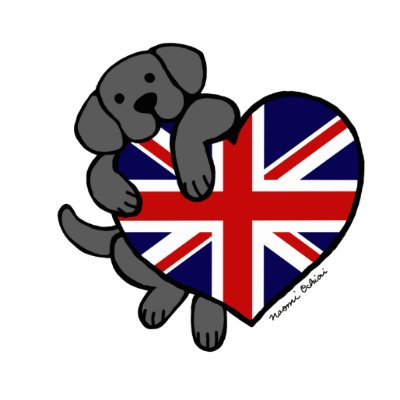 Black Labrador & UK Flag Heart 2 Cartoon Photo Sculptures by HappyLabradors