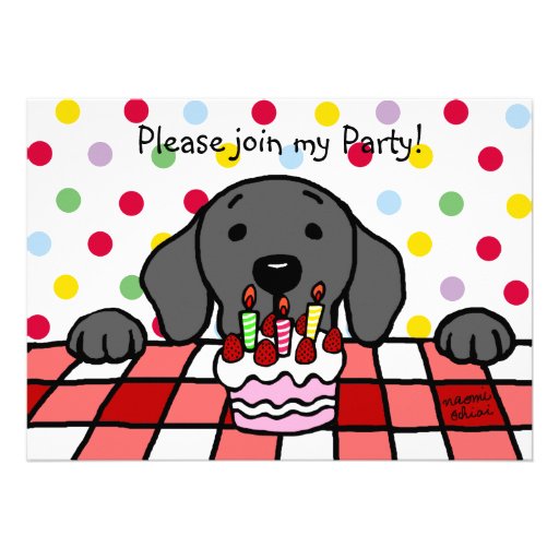 Black Labrador watching you Birthday Custom Invitations