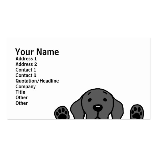 Black Labrador watching you Business Card Templates (front side)