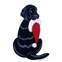 Black Labrador with Santa Hat photo sculptures
